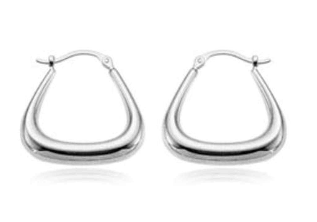 Carla 14K White Gold Triangle Hoop Earrings