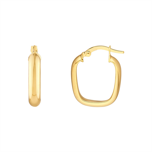 Rolland's Design Gold Square D-Tube Hoop Earrings