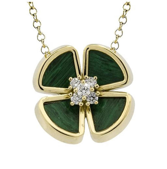 Simon G. Malachite & Diamond Flower Pendant