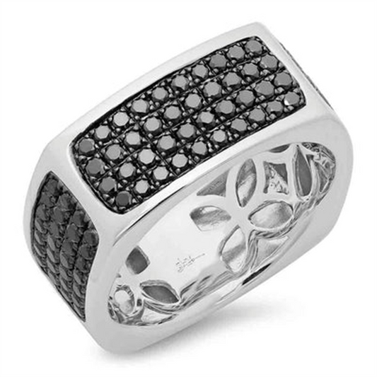 Shy Creation Men's Black Diamond Band