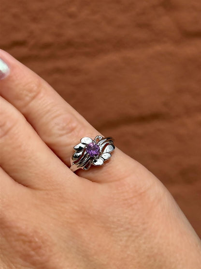 Estate Vintage Amethyst Floral Ring