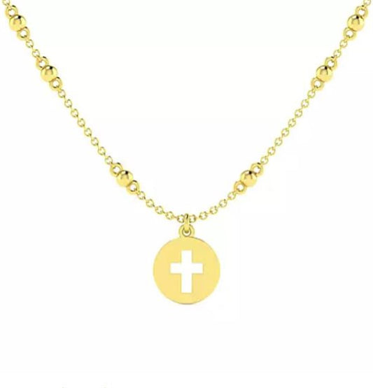 Gabriel Cut Out Cross Bujukan Bead Necklace