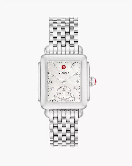 Michele Deco Mid Stainless Diamond Dial Watch