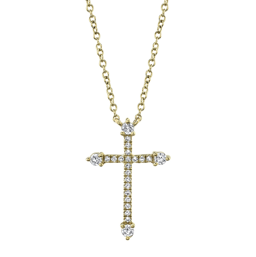 Shy 14Ky Diamond Cross Pendant