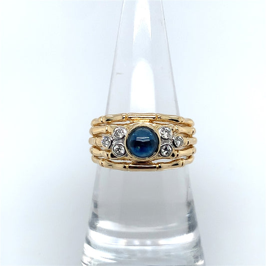 Estate 18K Gold LeVian Sapphire And Diamond Ring