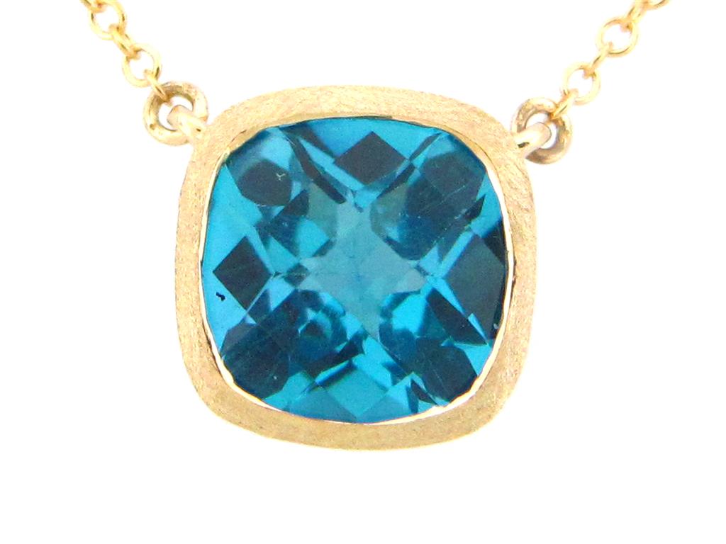 Dilamani Blue Topaz Bezel Set Pendant