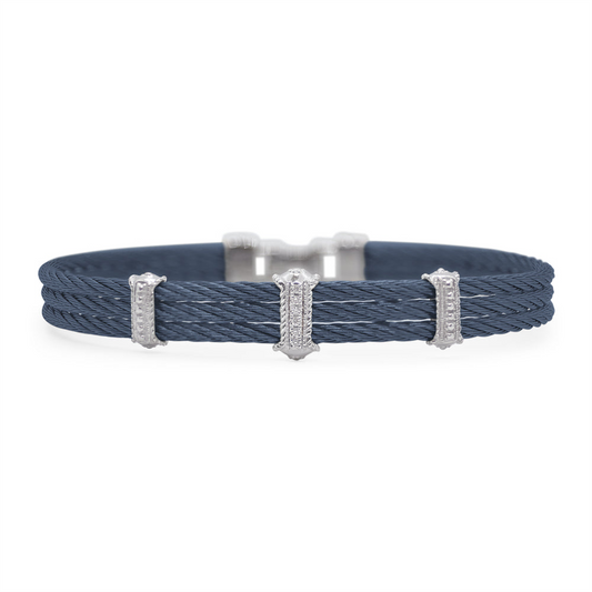 Alor Blueberry Triple Cable Diamond Station Bracelet