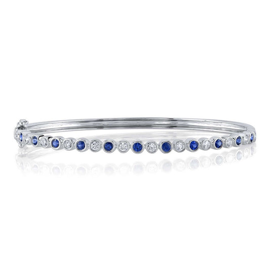 Shy Creation Bezel Set Blue Sapphire and Diamond Bracelet