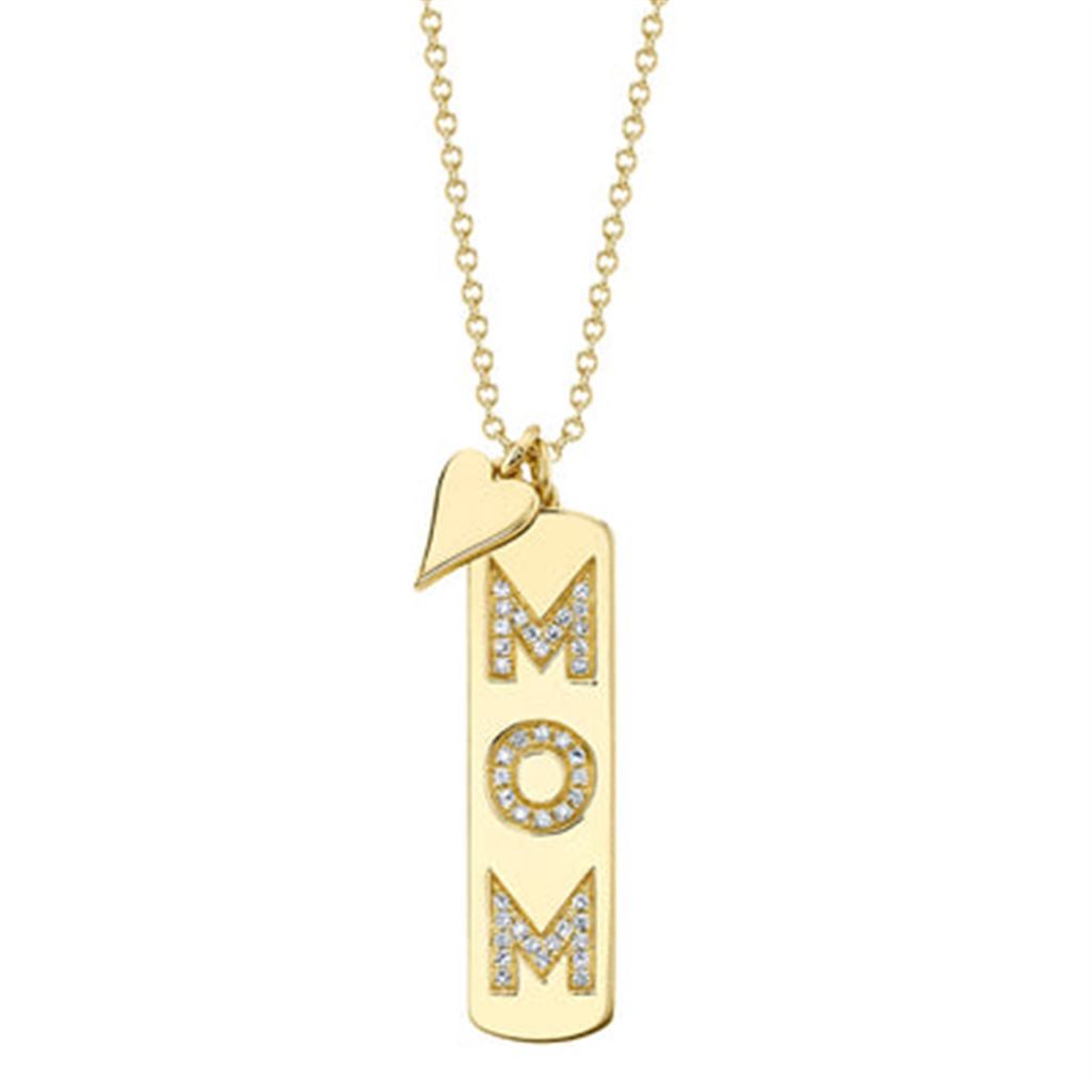 Shy Creation Diamond "MOM" Bar Necklace