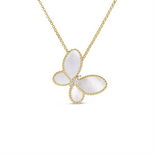 Roberto Coin 18K Gold & Pearl Butterfly Necklace