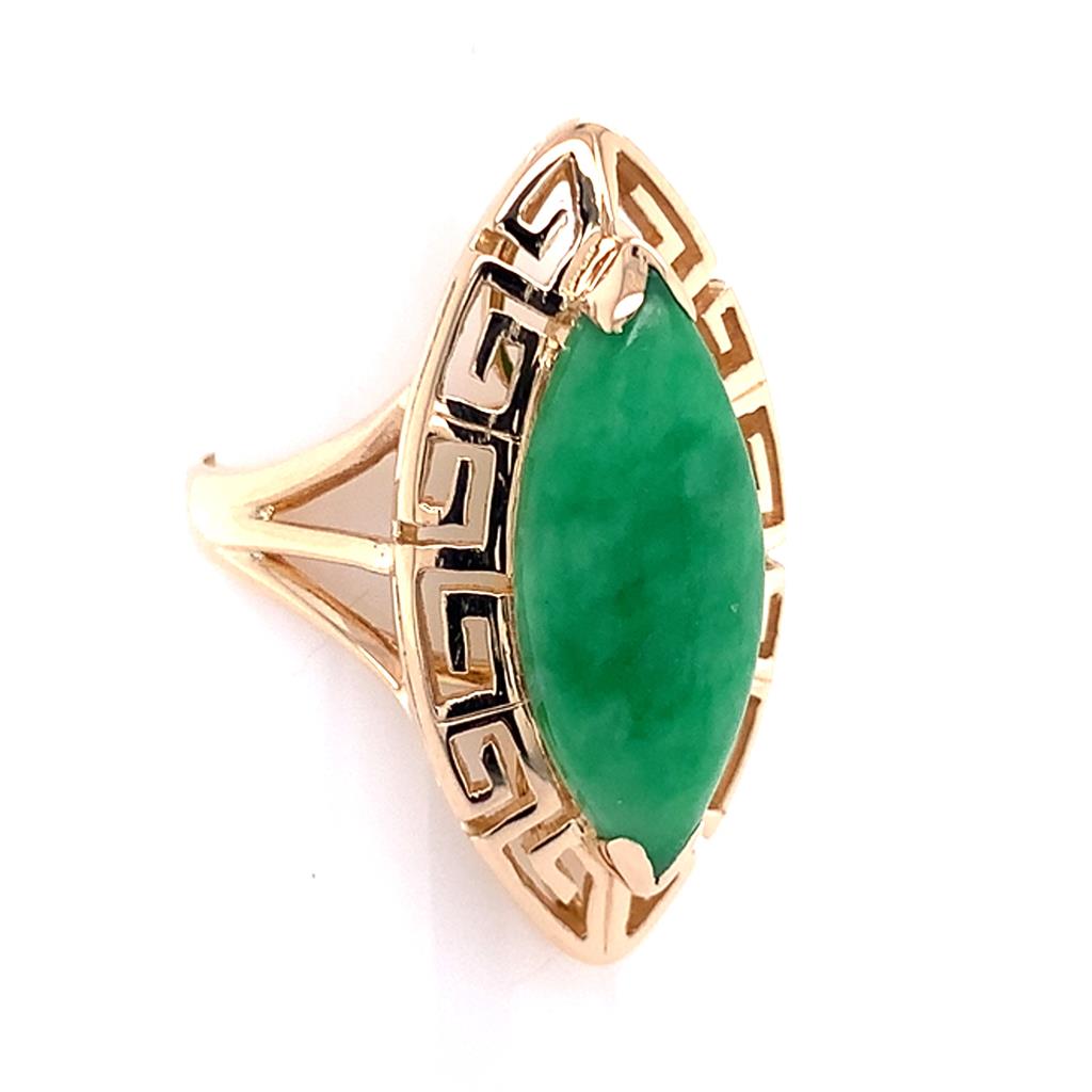 Estate 14K Marquise Jade Ring