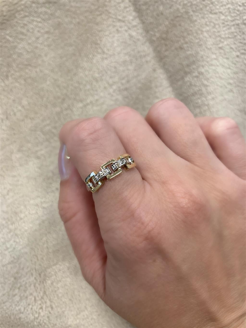 Estate Two Tone 3 Station Diamond Ring