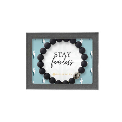 Dee Berkley "My Hero" Matte Black Agate Beaded Bracelet