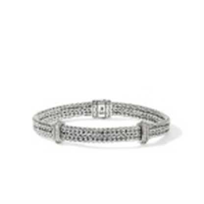 John Hardy Silver Icon Link Diamond Pave Flat Chain Bracelet