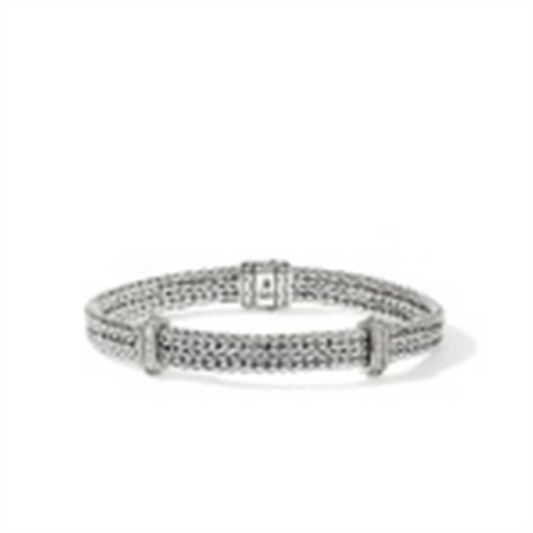 John Hardy Silver Icon Link Diamond Pave Flat Chain Bracelet