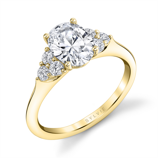 Sylvie 14K Yellow Gold Diamond Accented Oval Semi Mount