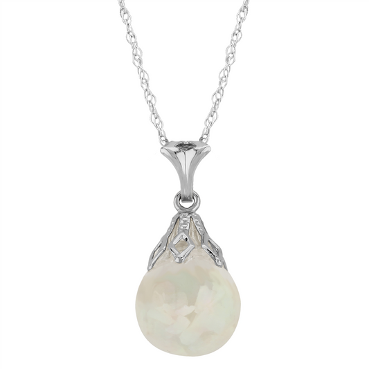 Rolland's Design 14K White Gold Opal Necklace