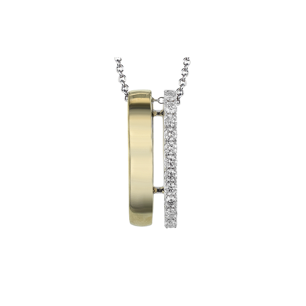 Simon G. 18K Yellow Gold and White Gold Diamond Bar Pendant