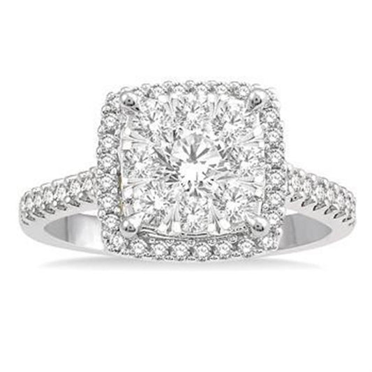 Rolland's Design Cushion Shape Diamond Cluster Ring -1.00ct