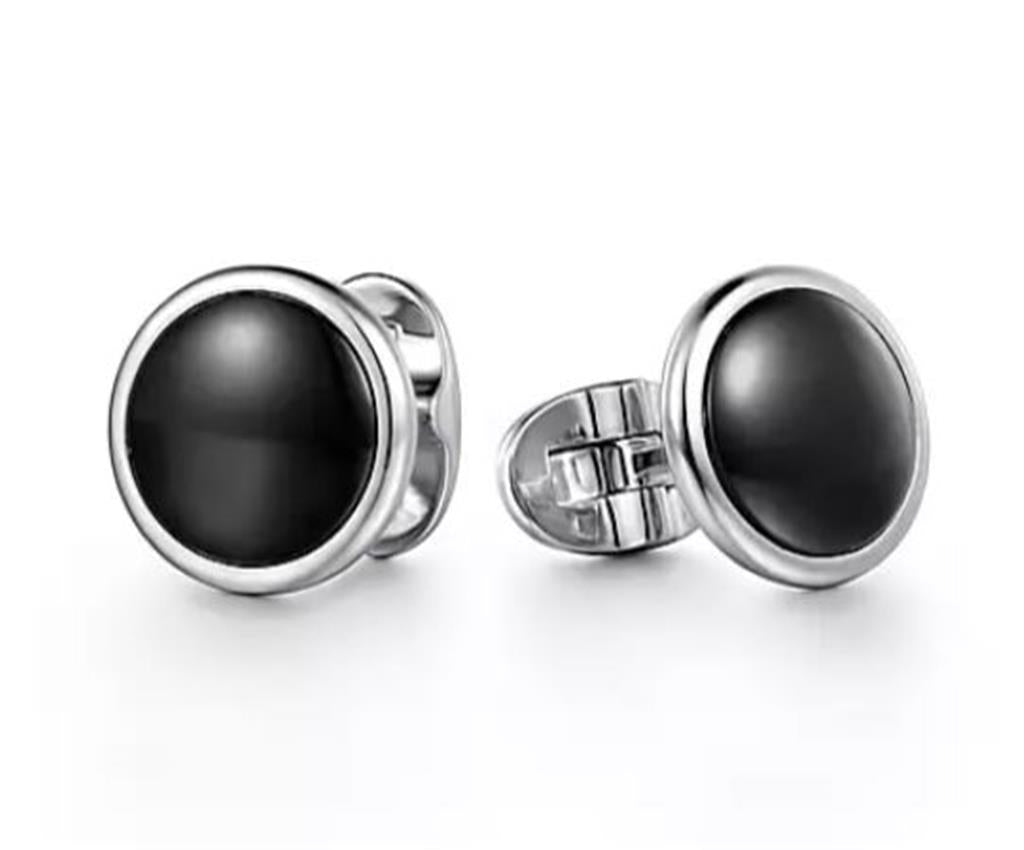 Gabriel Sterling Silver & Black Onyx Round Cufflinks