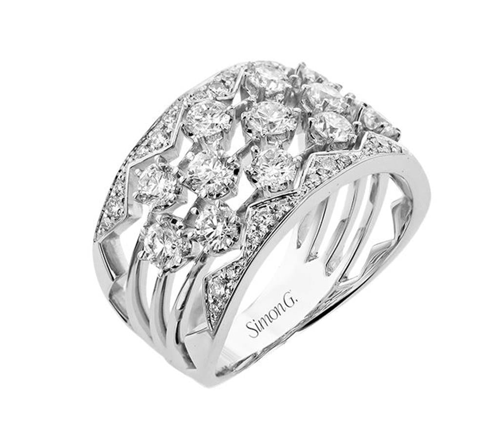 Simon G 18Kw Diamond Multi-Row Fashion Ring 43Rds-1.45Cts