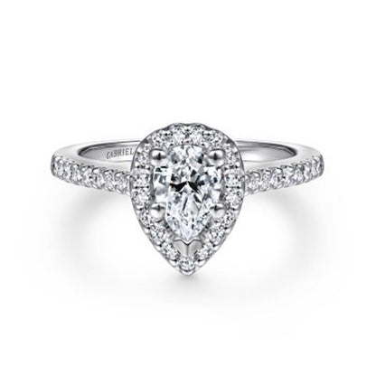 Gabriel Diamond Halo Pear Shape Semi Mount