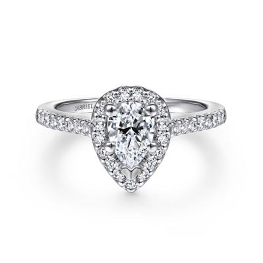 Gabriel Diamond Halo Pear Shape Semi Mount