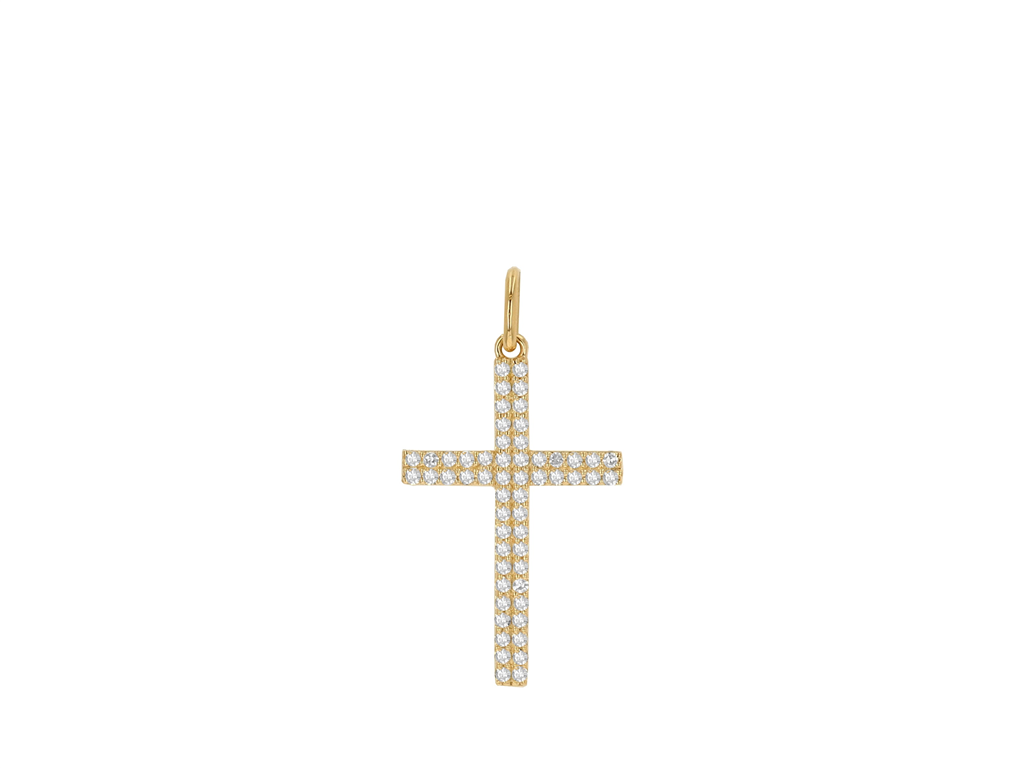 Rolland's Designs Double Row Diamond Pave Cross Charm