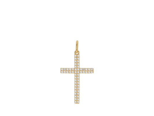 Rolland's Designs Double Row Diamond Pave Cross Charm