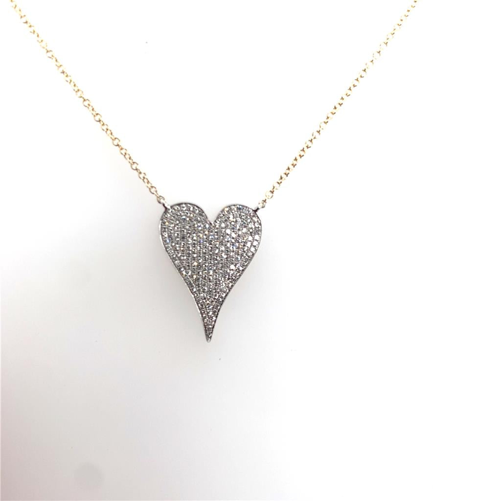 Shy Creation Diamond Big Pave Heart Pendant Necklace