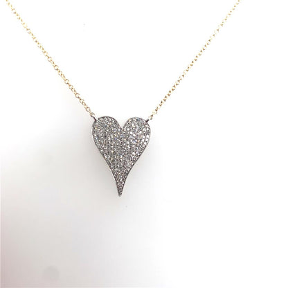 Shy Creation Diamond Big Pave Heart Pendant Necklace