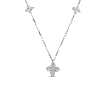 Roberto Coin Love By The Inch Diamond & Polished Flower Station Necklace