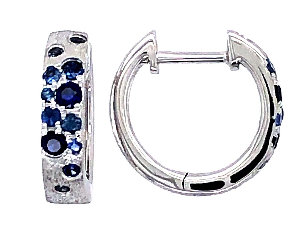 Dilamani 14K White Gold Sapphire Huggy Earrings