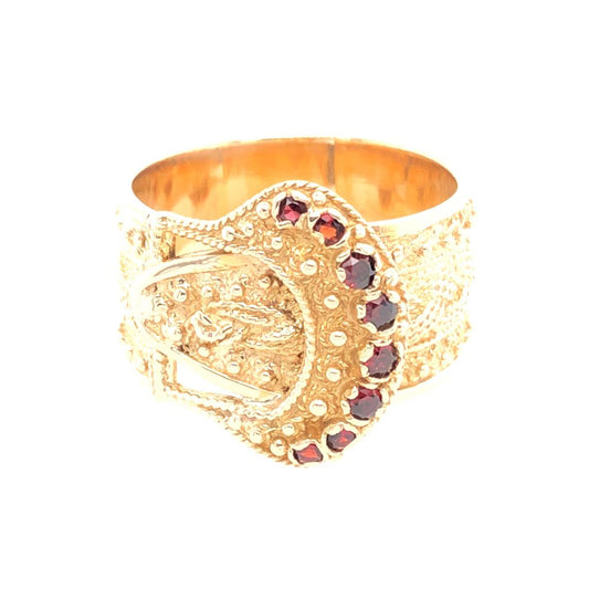 Estate Garnet Braided Buckle Ring