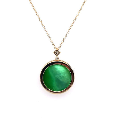 Mello Mother of Pearl & Diamond Round Pendant