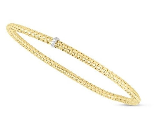 Rolland's Design 14K Two-Tone 3Mm Stretchable Popcorn Bangle