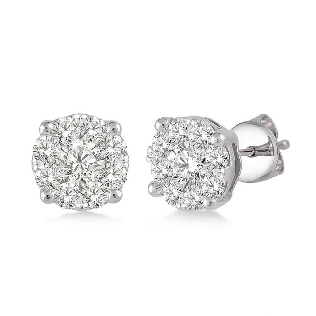 Rolland's Design Cluster Diamond Earrings- 0.75Cts