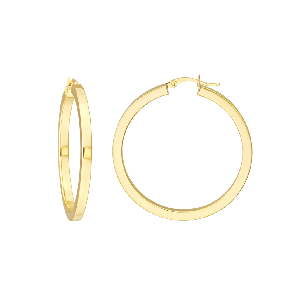 Rolland's Design Gold Square Tube Polished Hoop Earrings