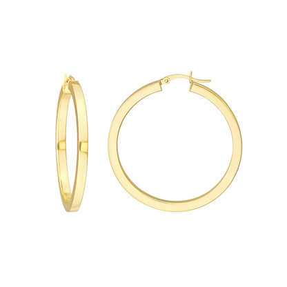 Rolland's Design Gold Square Tube Polished Hoop Earrings