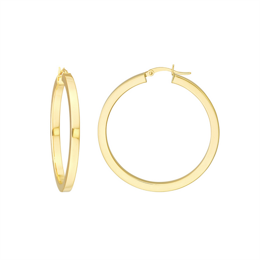 Rolland's Design Gold Square Tube Polished Hoop Earrings