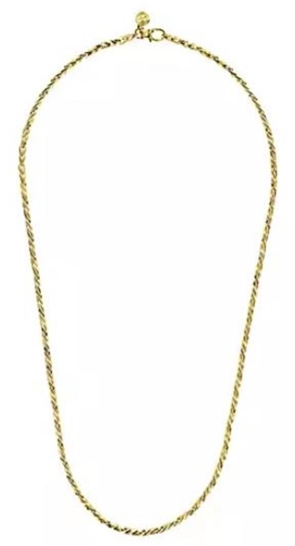 Gabriel 14Ky Gents Hollow Wheat Chain Necklace 22"