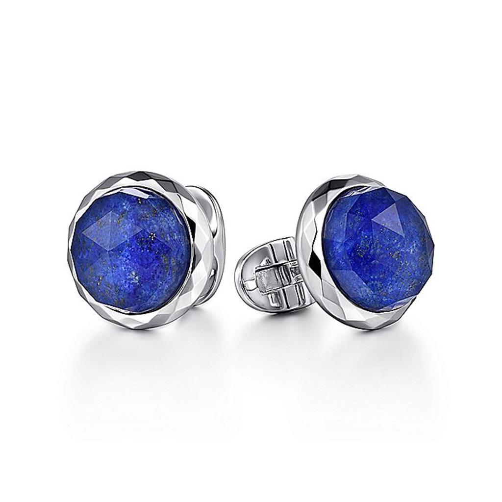 Gabriel Men's Silver & Lapis Round Cufflinks