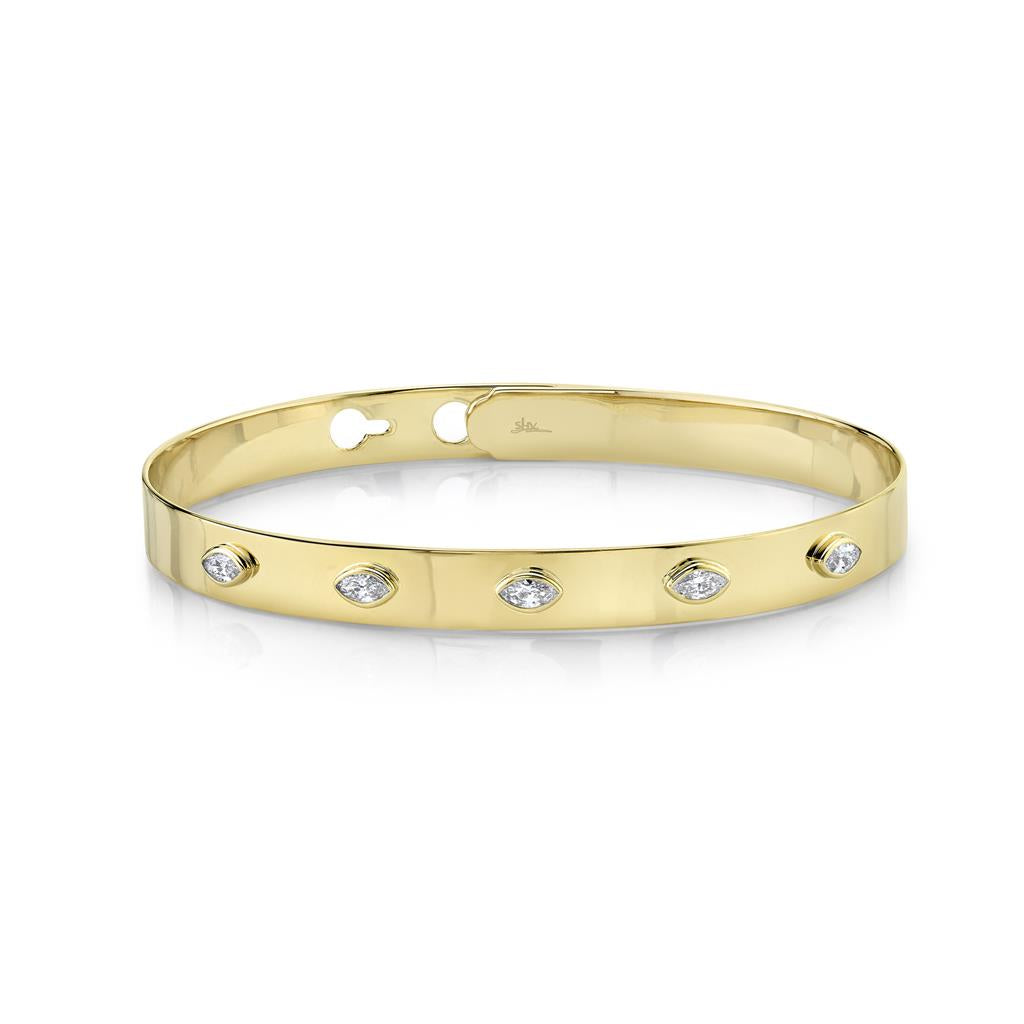 Shy Creation Bezel Set Marquise Diamond Bangle