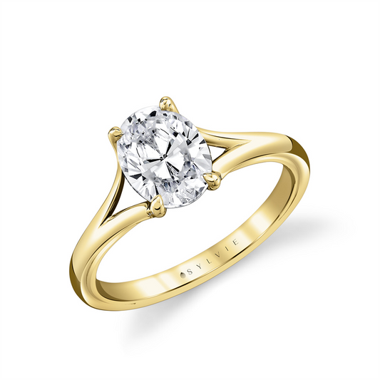 Sylvie 14K Yellow Gold Oval Split Solitare Semi Mount