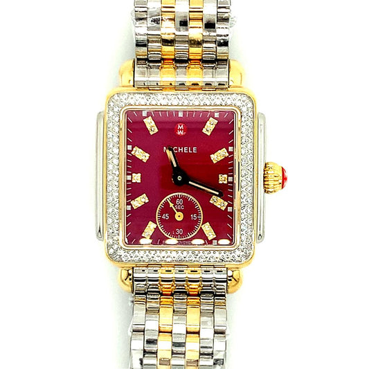 Michele Deco Mid Two-Tone 18K Gold-Plated Diamond Watch