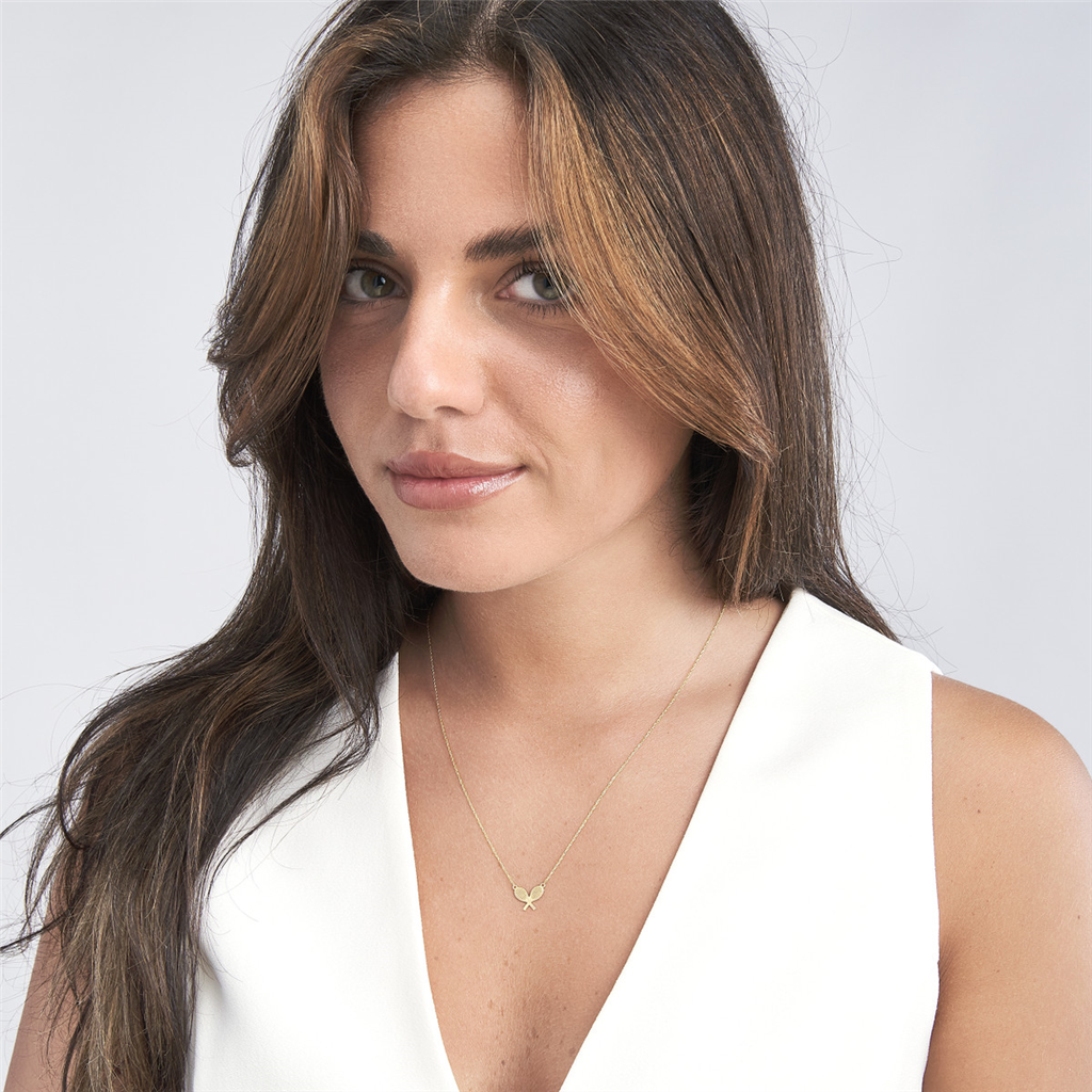 Rolland's Designs 14K Gold Tennis Racket Necklace