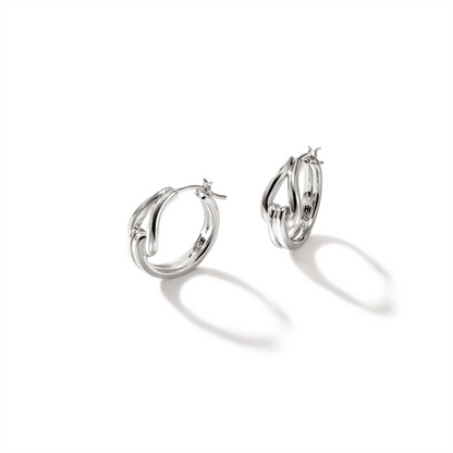 John Hardy Silver Surf Huggie Earrings