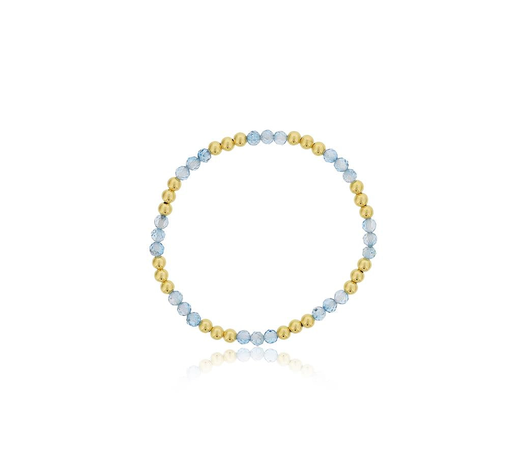 Dee Berkley Blue Topaz and Gold Filled Beaded Bracelet