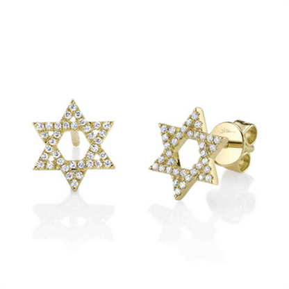 Shy Creation Diamond Star Of David Stud Earrings