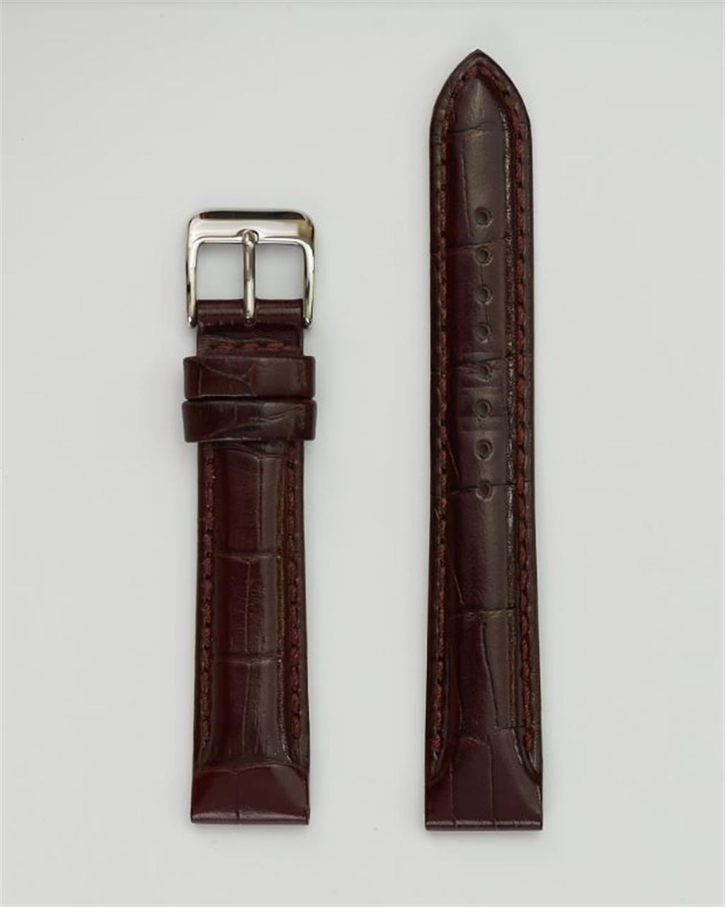 22Mm Dark Brown Genuine Calfskin Leather Watch Strap